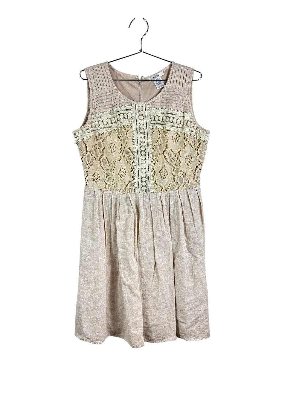 Esley Cotton Cream Lace Bodice Sleeveless Dress